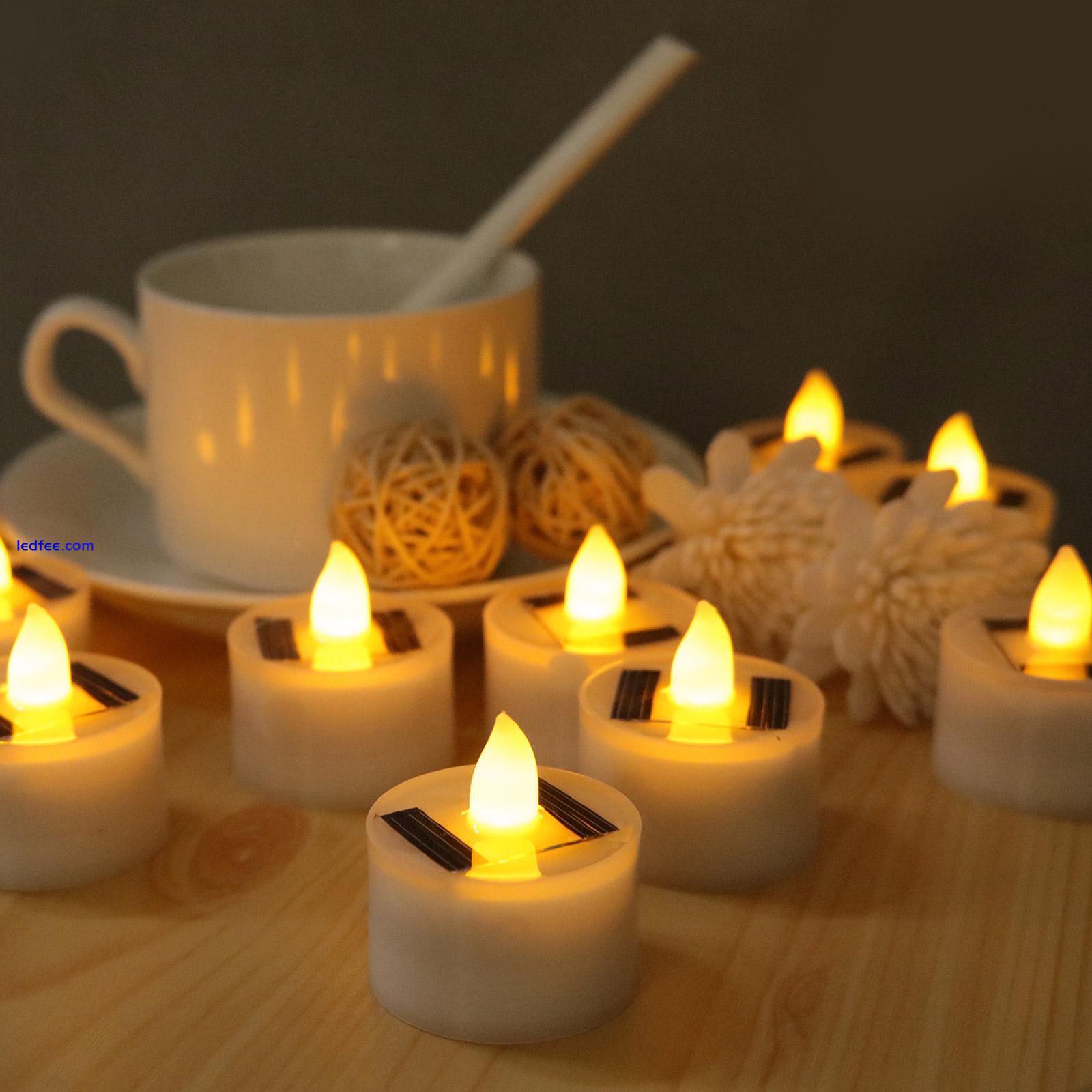 1/5PCS Solar Christmas Flameless Candles LED Tea Lights Decor Flickering H9W7 5 