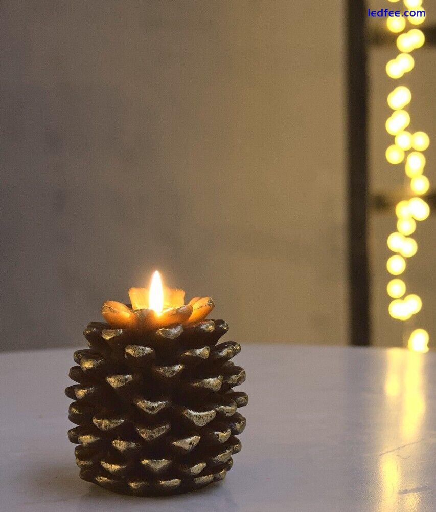 Pinecone Candle White or Gold -LED Battery 4 