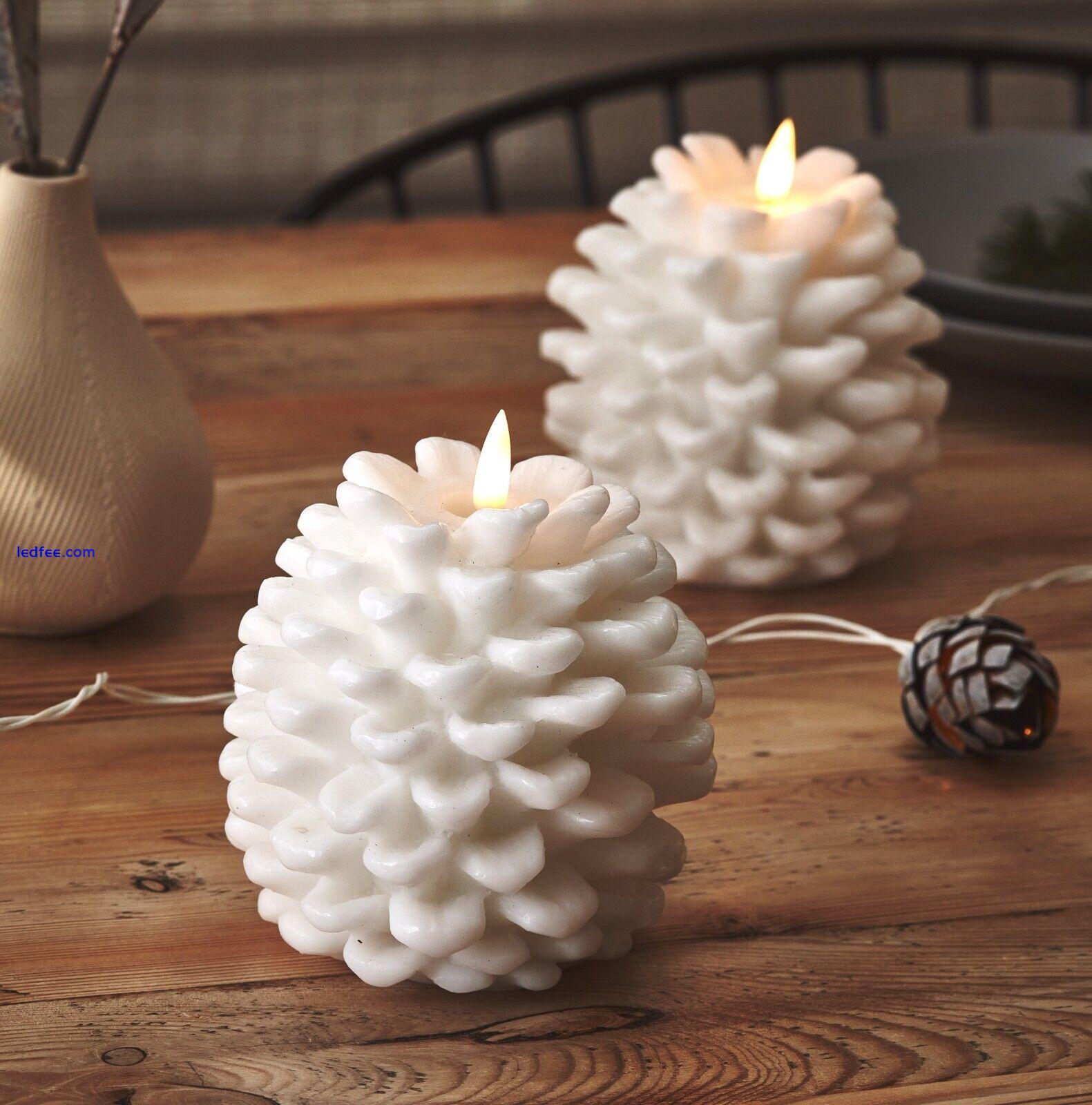 Pinecone Candle White or Gold -LED Battery 1 