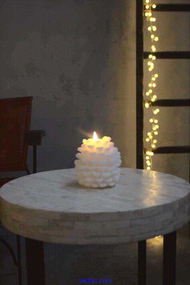 Pinecone Candle White or Gold -LED Battery 2 