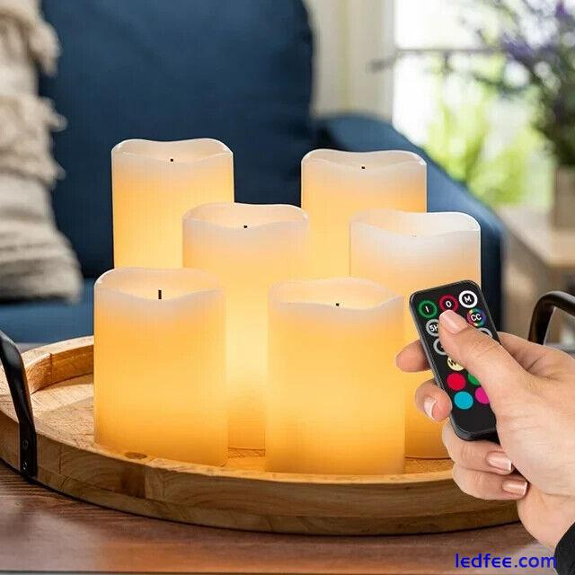 Glow Wick Color Changing Wax LED Candles, 6-Piece Set 8 Different Color & Remote 2 