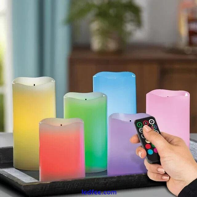 Glow Wick Color Changing Wax LED Candles, 6-Piece Set 8 Different Color & Remote 1 