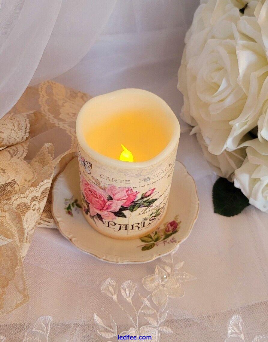 Roses Candle Paris decor flickering LED candle home decor french cottage  0 
