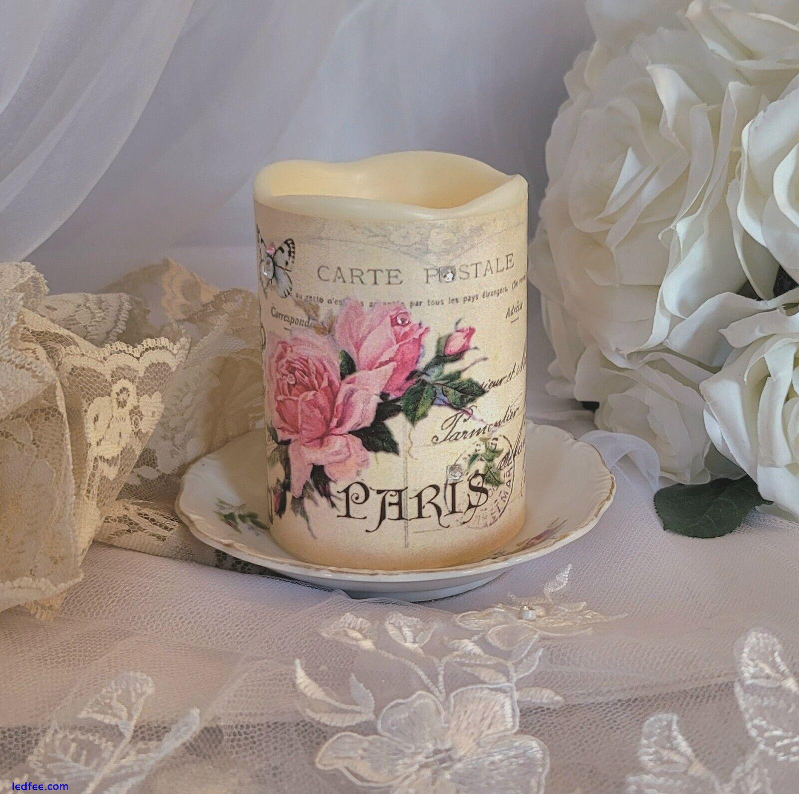 Roses Candle Paris decor flickering LED candle home decor french cottage  4 