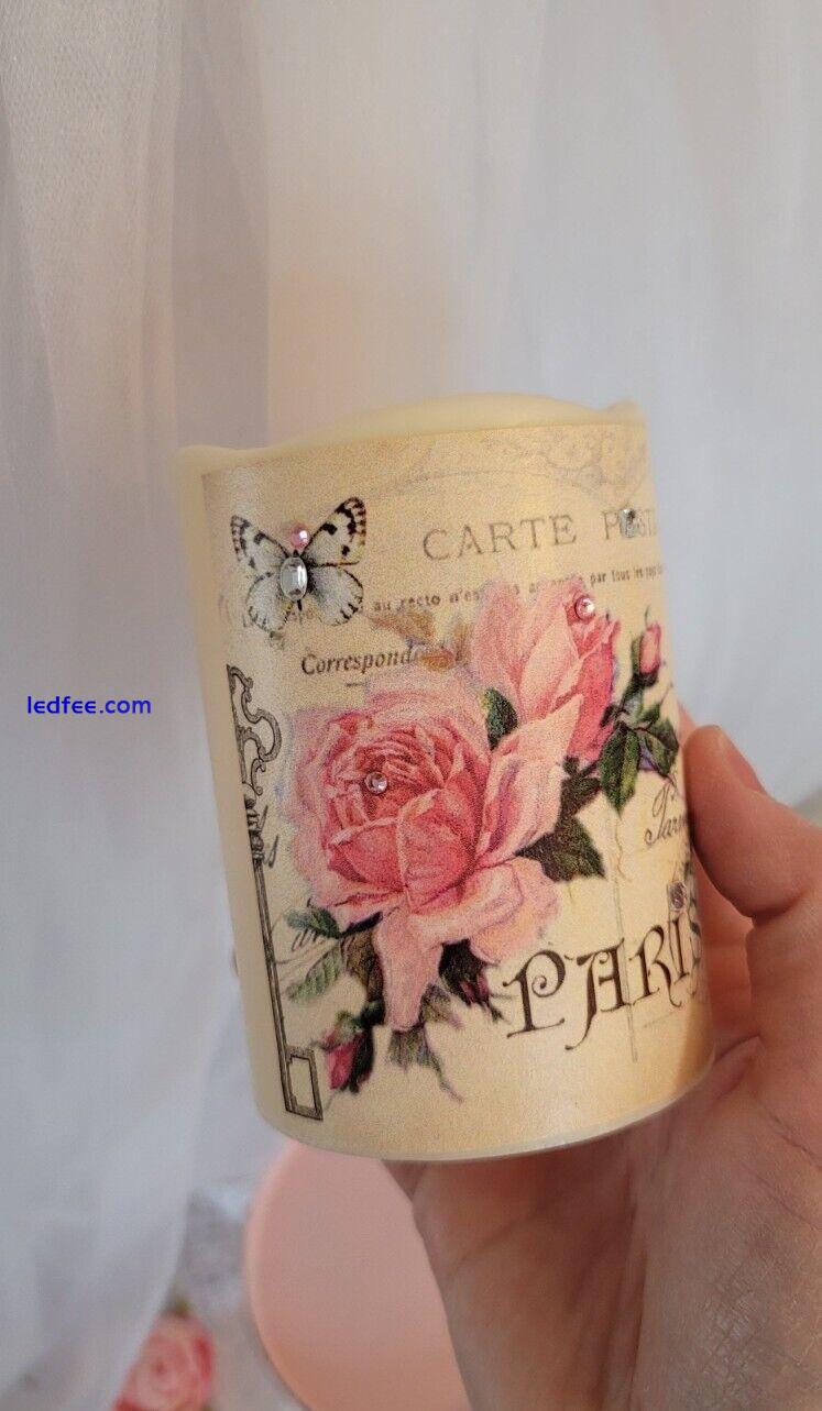 Roses Candle Paris decor flickering LED candle home decor french cottage  1 