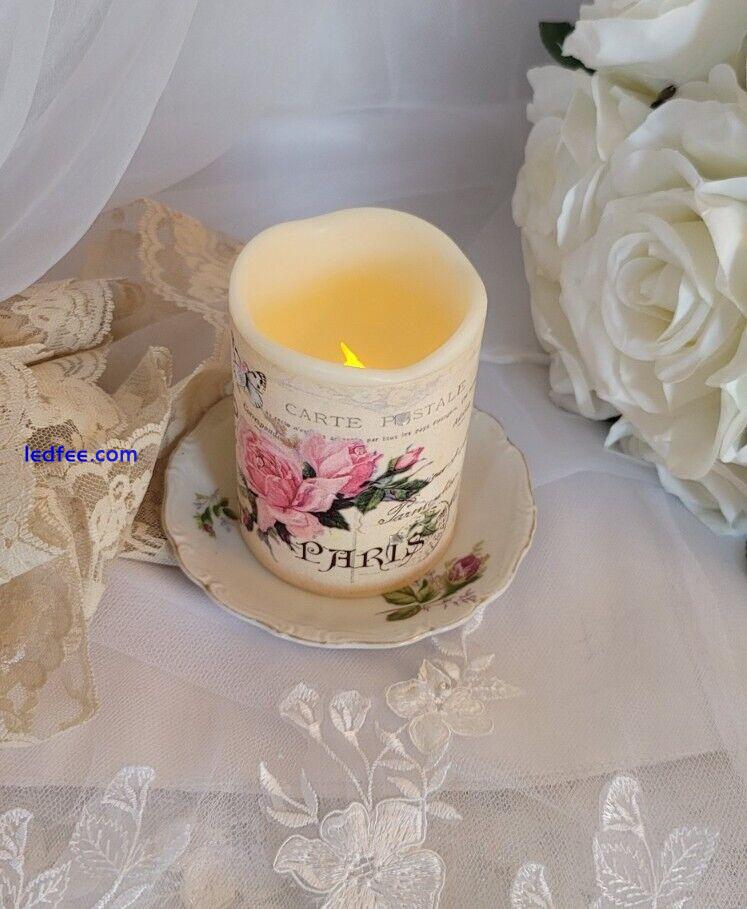 Roses Candle Paris decor flickering LED candle home decor french cottage  3 