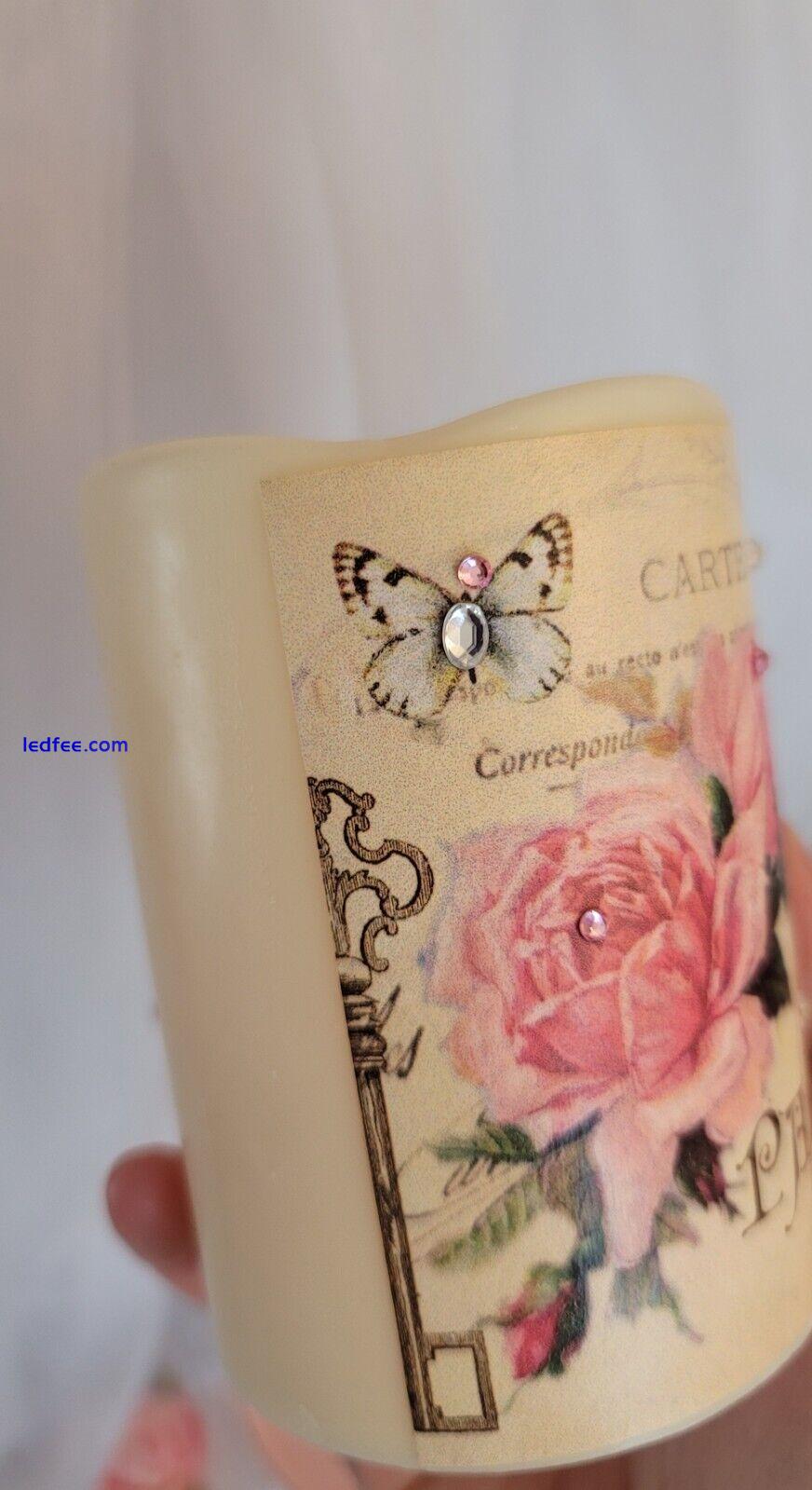 Roses Candle Paris decor flickering LED candle home decor french cottage  2 