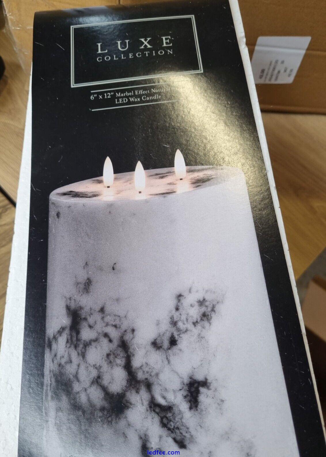 Luxe Collection Natural Glow 6 x 12 inch Marble Effect LED Candle - BNIB 5 