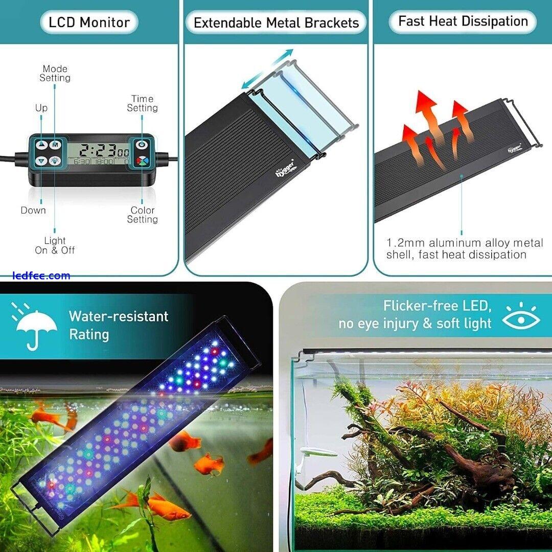 Aquarium Light, Auto On Off LED Aquarium Light Full Spectrum Fish Tank Light 26W 4 