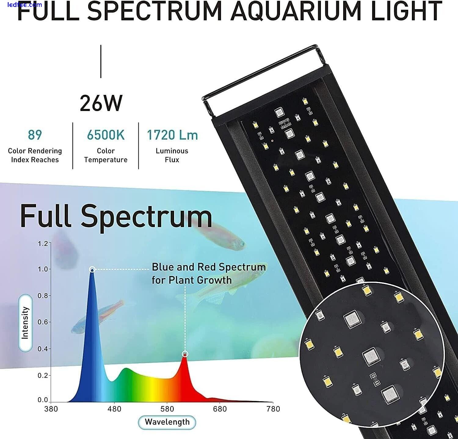 Aquarium Light, Auto On Off LED Aquarium Light Full Spectrum Fish Tank Light 26W 0 