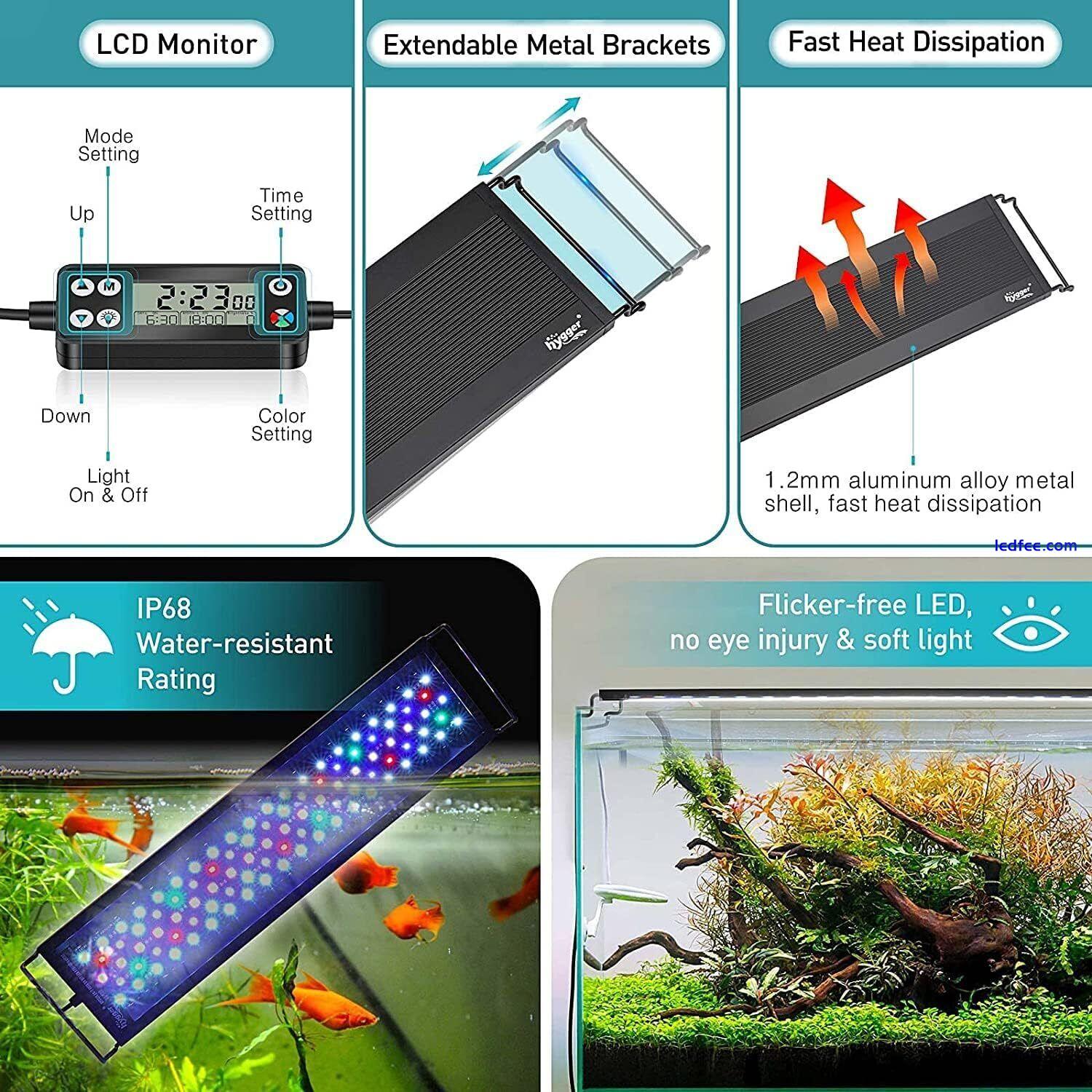 Hygger Fish Tank Light, Aquarium LED Light, Full Spectrum Aquarium Light with 4 