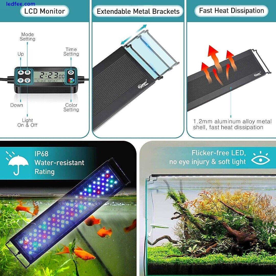 Auto On Off LED Aquarium Light, Full Spectrum Fish Tank Light with LCD Monitor 5 