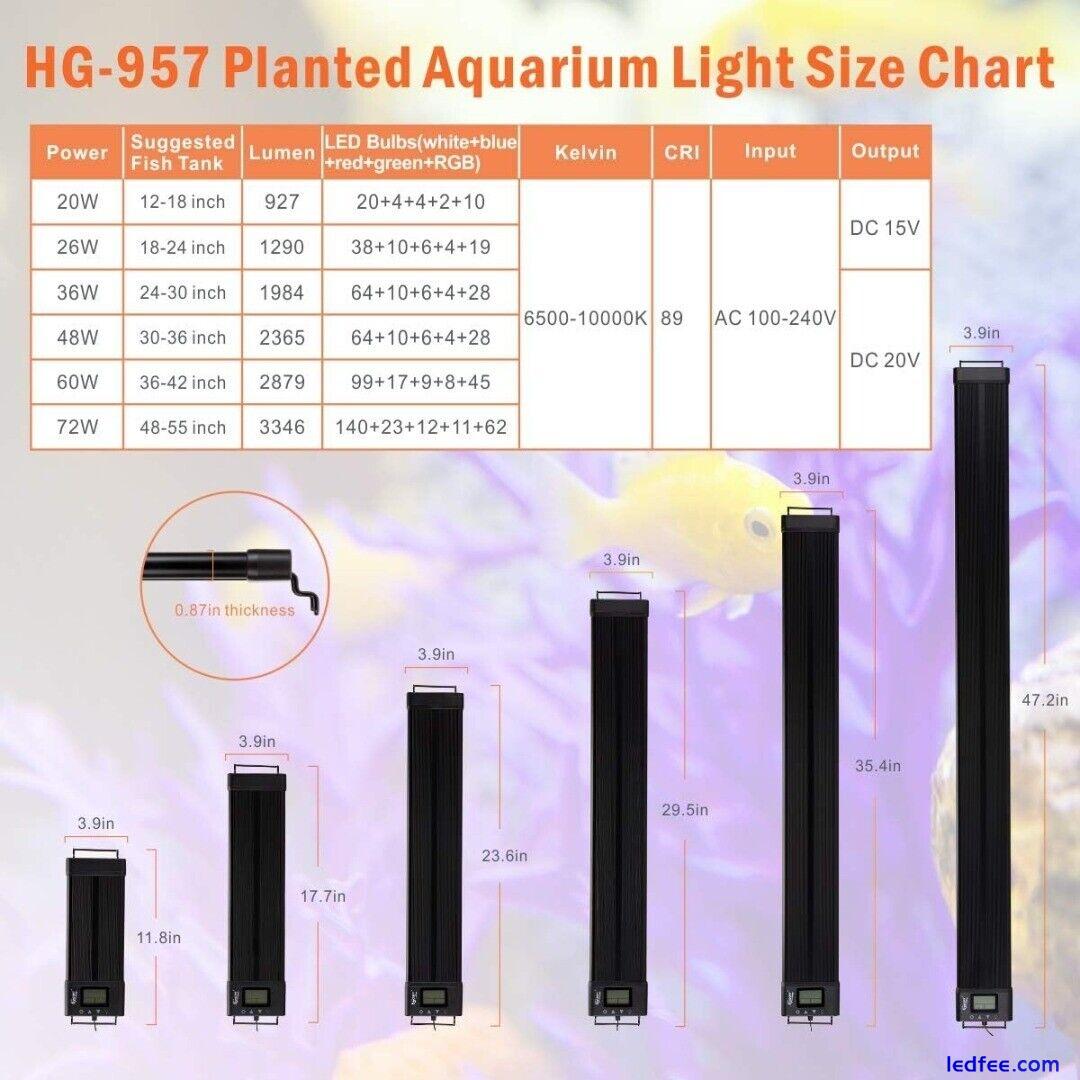 Auto On Off LED Aquarium Light Extendable 12-17 Inches 7 Colors 4 