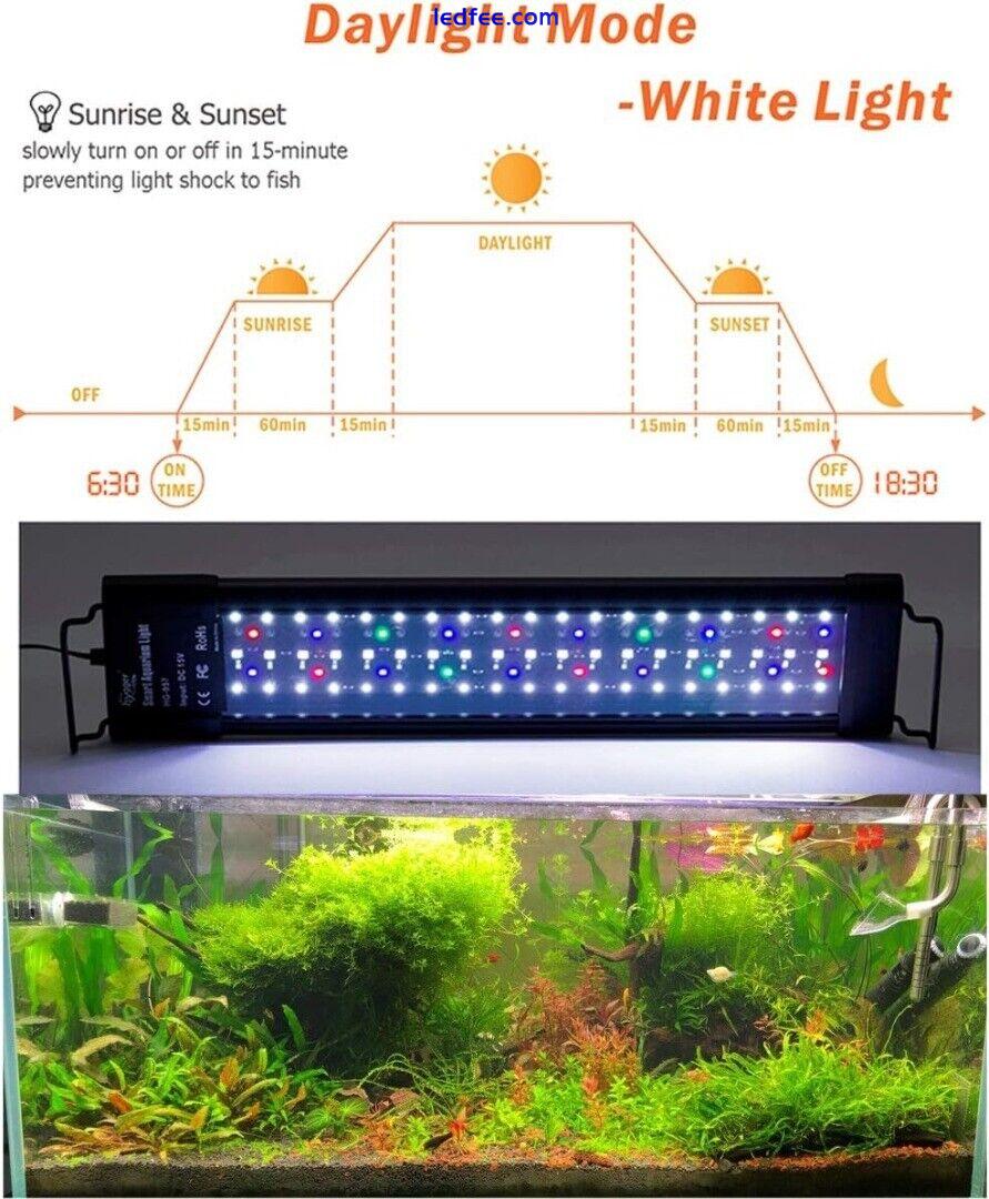 Auto On Off LED Aquarium Light Extendable 12-17 Inches 7 Colors 2 