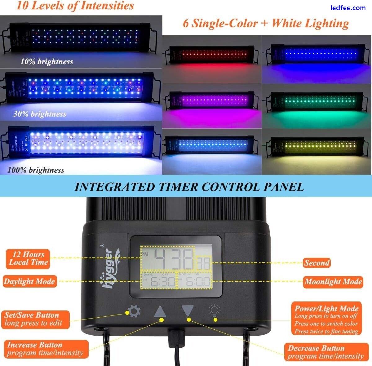 Auto On Off LED Aquarium Light Extendable 12-17 Inches 7 Colors 1 