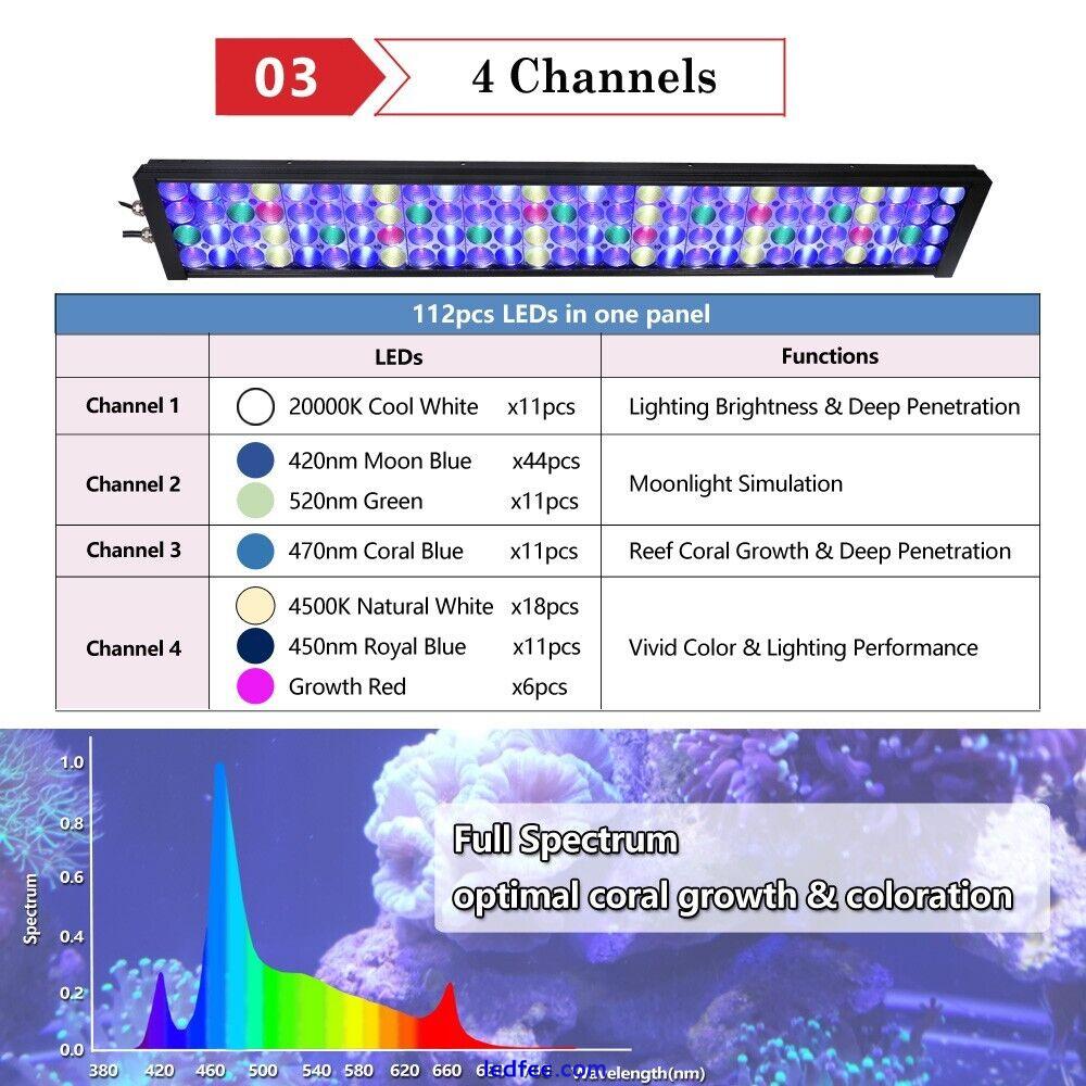 PopBloom LED Aquarium Reef Lighting Full Spectrum for 6ft Marine Fish Coral Tank 2 