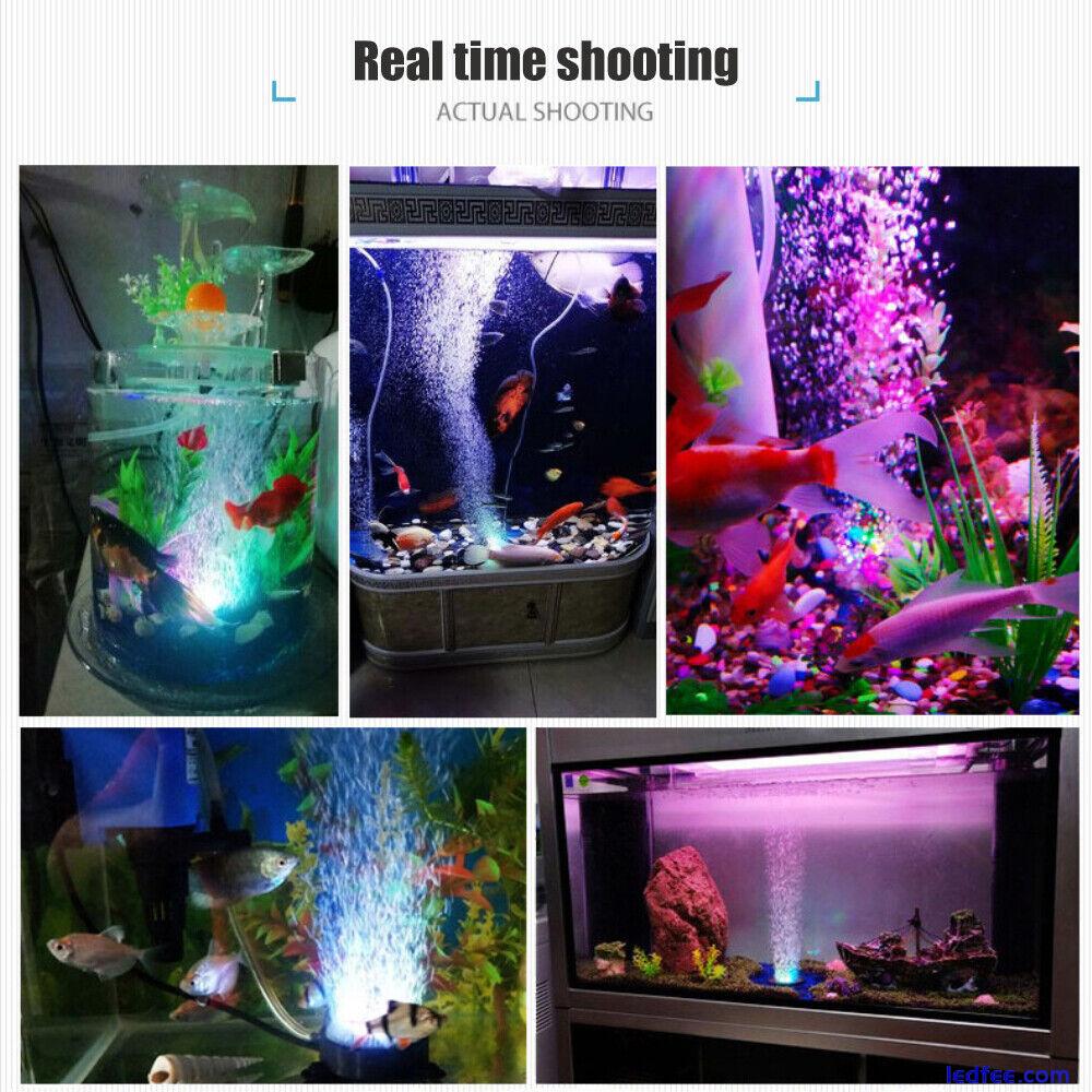 LED Aquarium Light Fish Tank Bubble Pump Round Air Stone Disk Color Changing 2 
