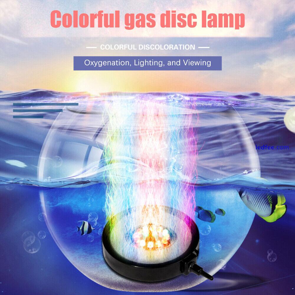 LED Aquarium Light Fish Tank Bubble Pump Round Air Stone Disk Color Changing 0 