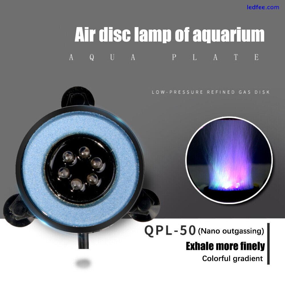 LED Aquarium Light Fish Tank Bubble Pump Round Air Stone Disk Color Changing 5 
