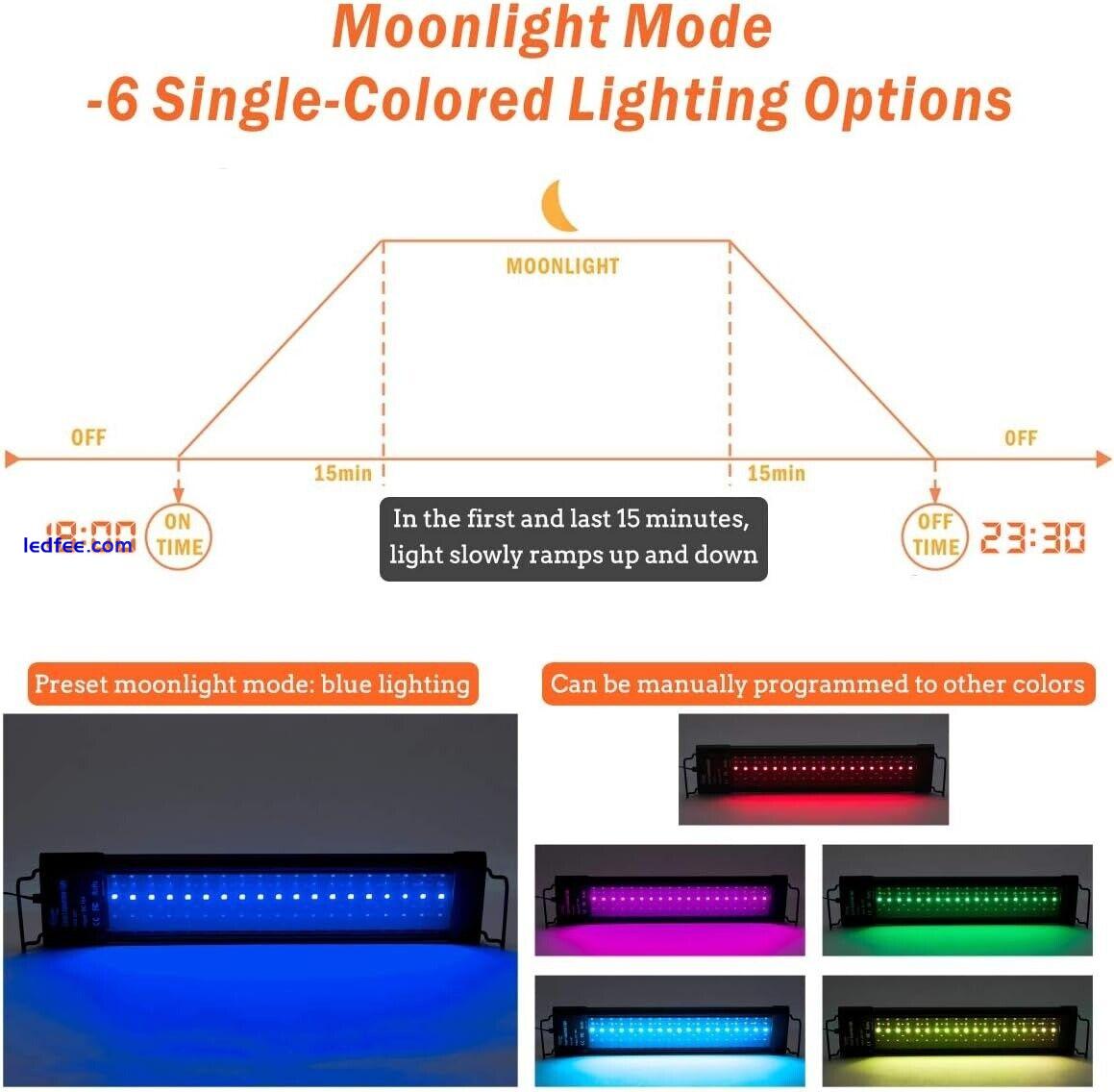 Auto On Off LED Aquarium Light Extendable 12-17 Inches 7 Colors 0 