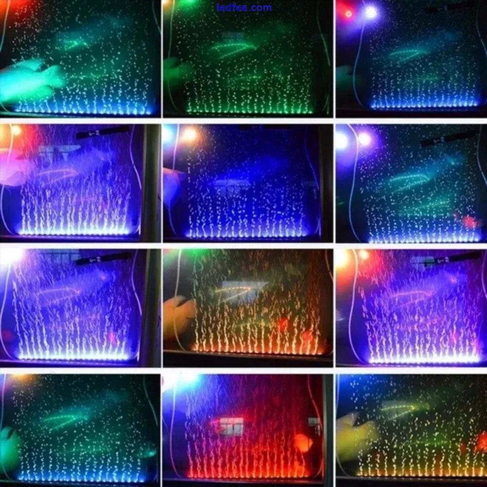 Fish Tank LED Bubble Light Colorful W/ Aquarium Remote Control Color Change 5 