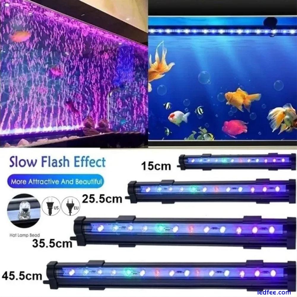 Fish Tank LED Bubble Light Colorful W/ Aquarium Remote Control Color Change 0 