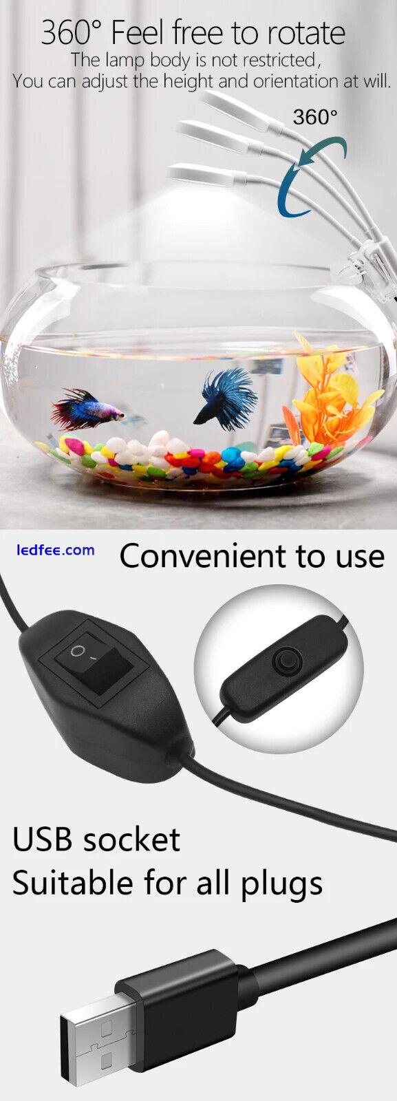 Aquarium Fish Tank Lights White Or Black LED USB Full Spectrum Clip-on 4 