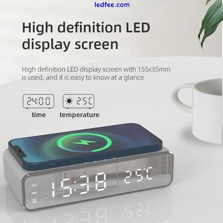 Digital Alarm Clock Thermometer Led Screen 5W Wireless Charger iPhone Time Dock 0 