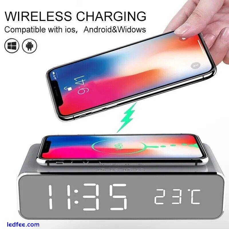 Digital Alarm Clock Thermometer Led Screen 5W Wireless Charger iPhone Time Dock 2 