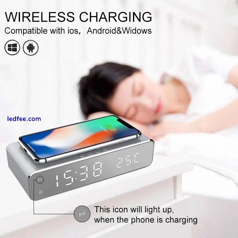 Digital Alarm Clock Thermometer Led Screen 5W Wireless Charger iPhone Time Dock 5 