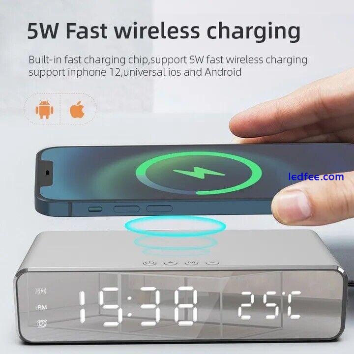 Digital Alarm Clock Thermometer Led Screen 5W Wireless Charger iPhone Time Dock 1 