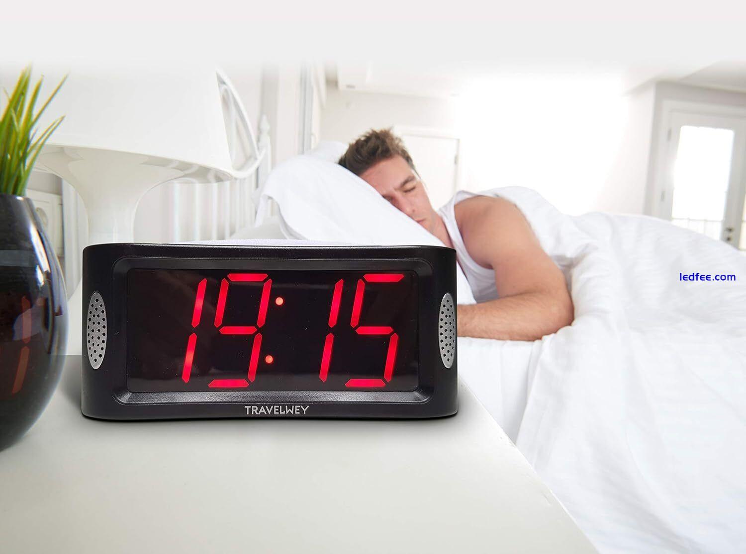 Digital Alarm Clock Mains Powered Large Night Light Bedside Alarm Non Ticking 4 