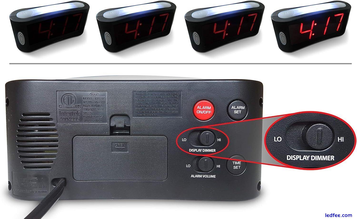 Digital Alarm Clock Mains Powered Large Night Light Bedside Alarm Non Ticking 2 