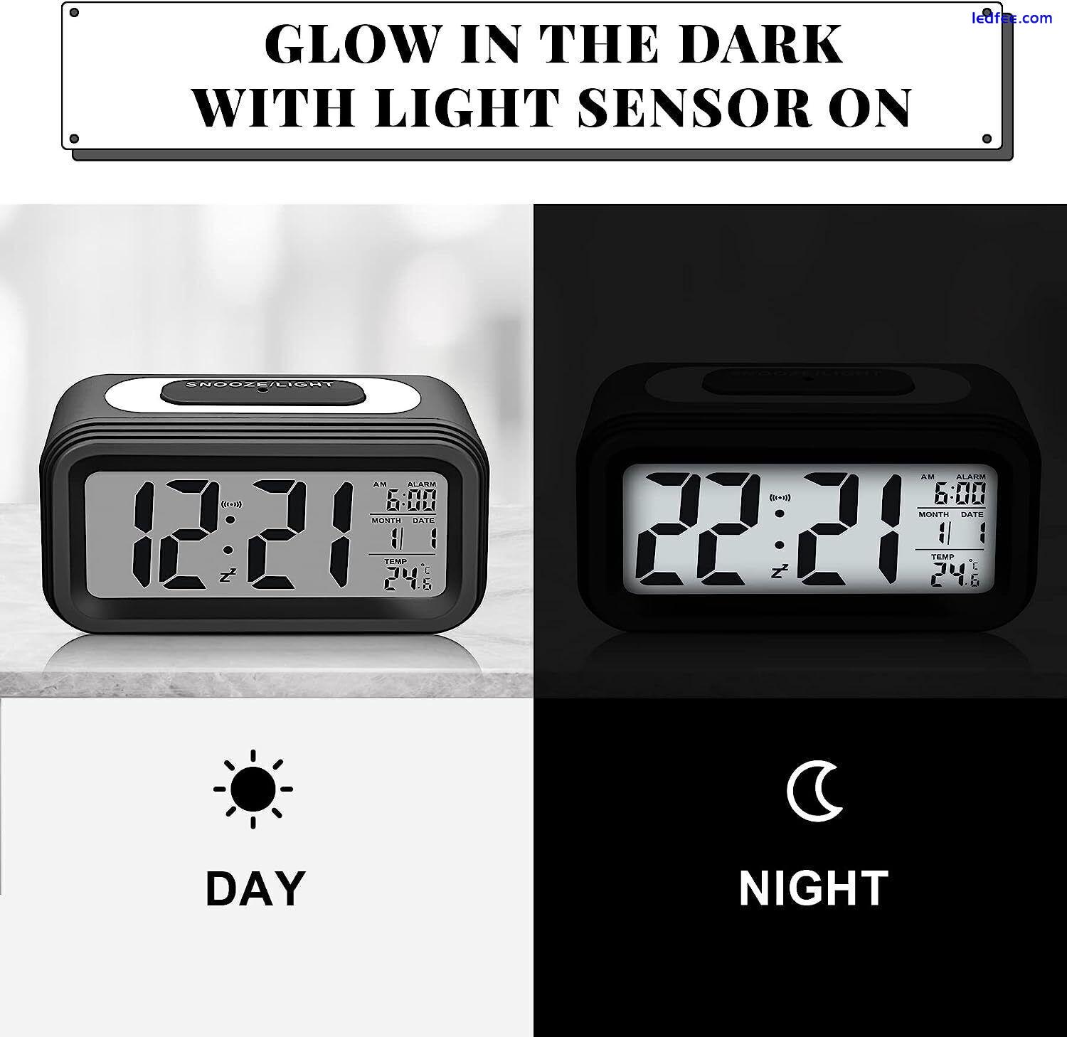 Alarm Clock Digital Alarm Clock LED Time Temperature Loud Calendar Black 1 