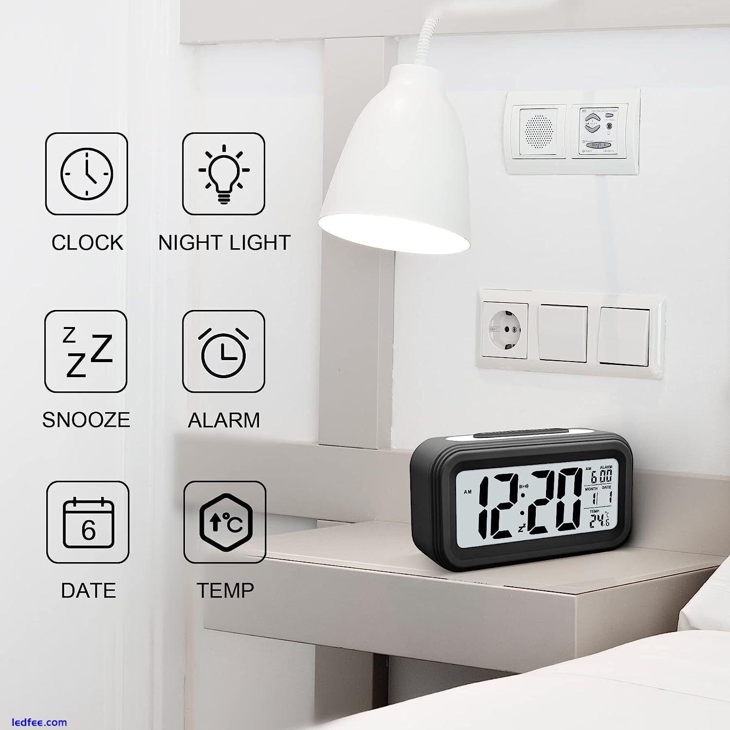 Alarm Clock Digital Alarm Clock LED Time Temperature Loud Calendar Black 4 