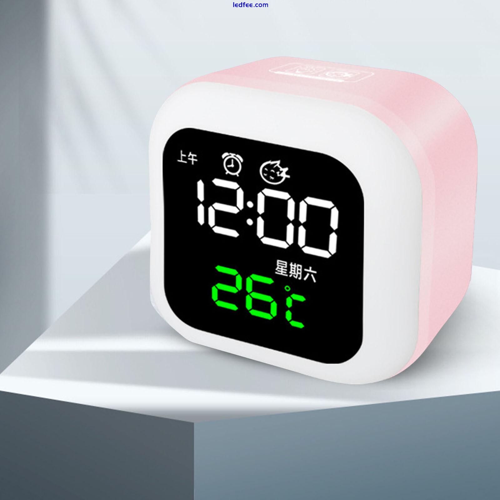 (Pink) LED Alarm Clock Multifunctional USB Rechargeable Dimmable Night 0 