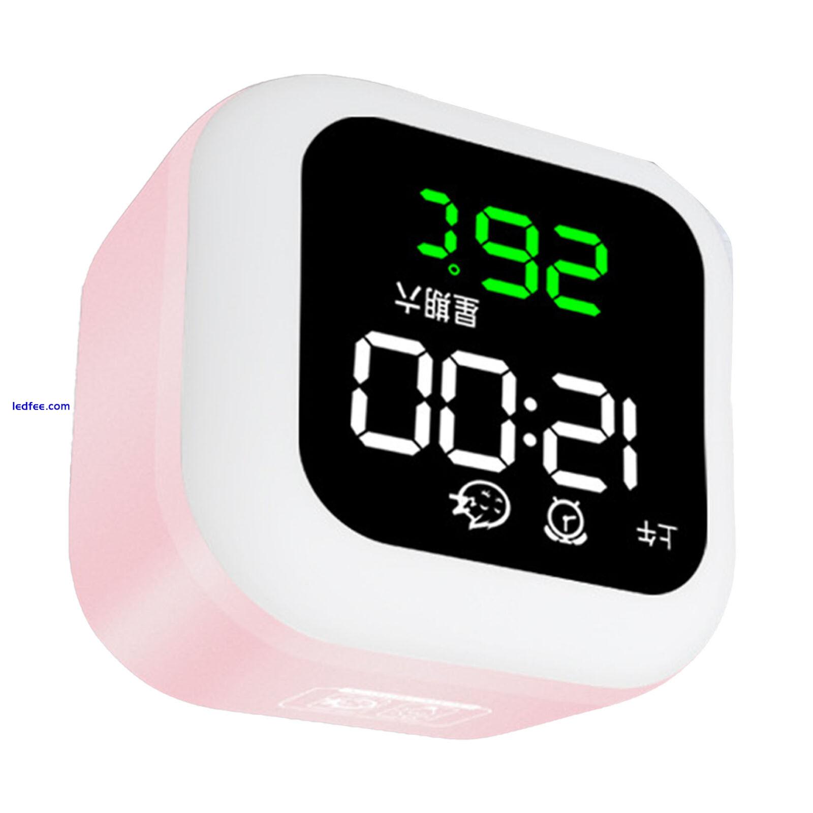 (Pink) LED Alarm Clock Multifunctional USB Rechargeable Dimmable Night 5 