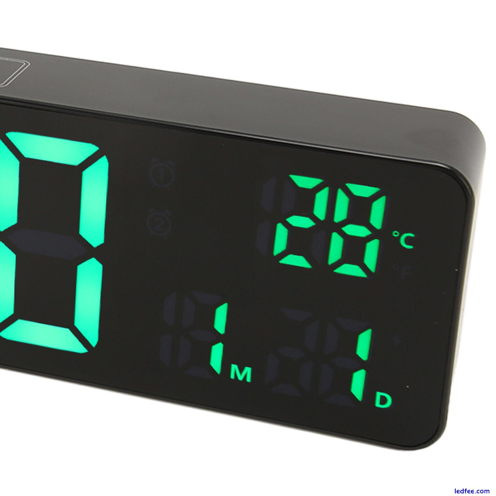 Digital Alarm Clock Bedroom 12/24H LED Clock With Green Backlit And Temperature 2 