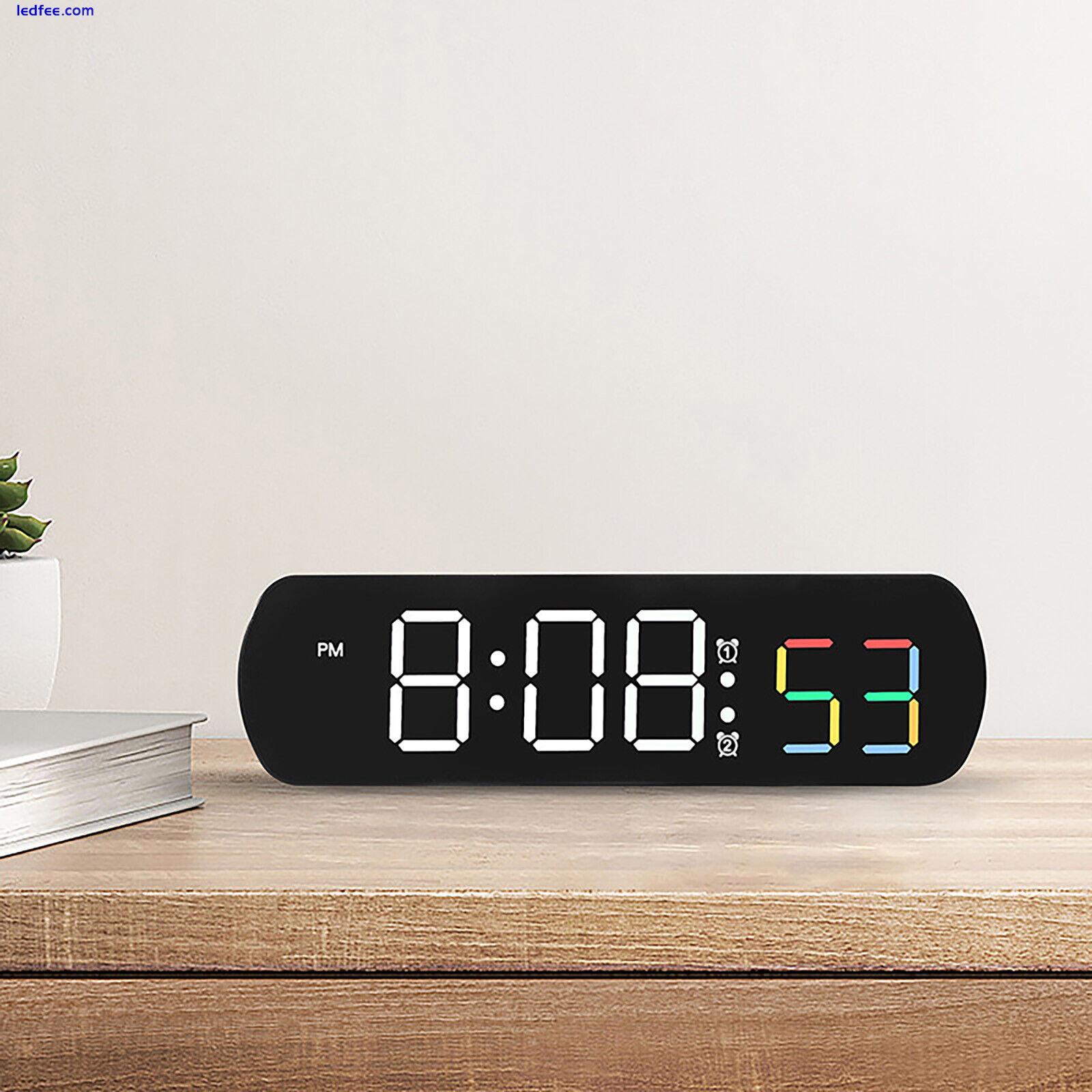 LED Electric Digital Alarm Clock with Temperature Date Display Bedside Clocks 4 