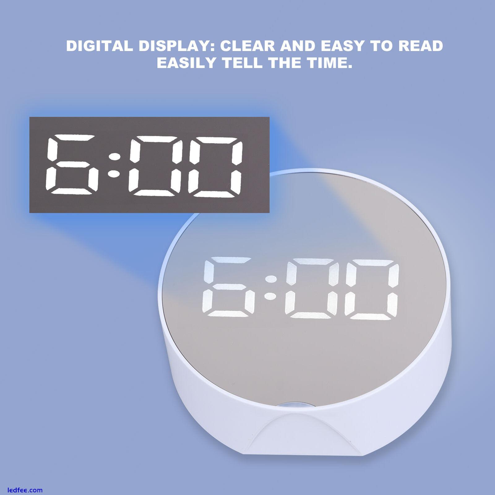 LED Mirror Alarm Easy To Read Portable Mirror Clock For Home 5 