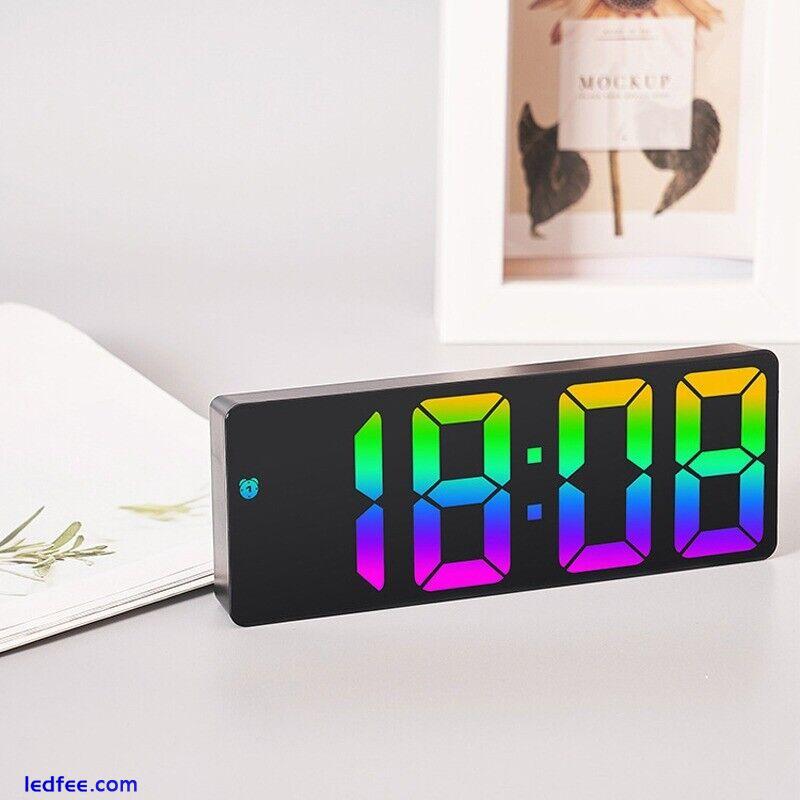 LED Electric Digital Alarm Clock Mains Mirror Temperature Display for Bedroom 1 