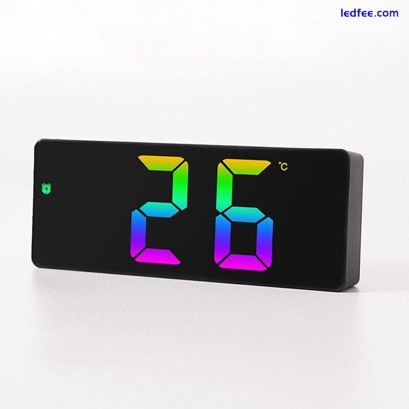 LED Electric Digital Alarm Clock Mains Mirror Temperature Display for Bedroom 3 