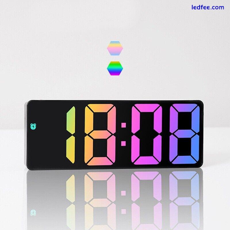 LED Electric Digital Alarm Clock Mains Mirror Temperature Display for Bedroom 4 