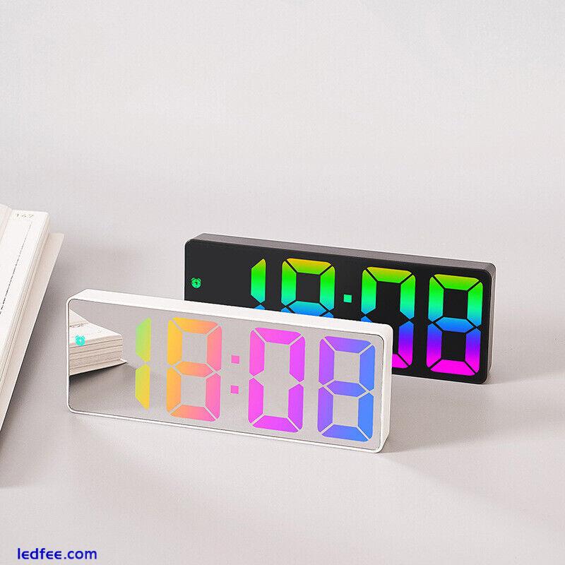 LED Electric Digital Alarm Clock Mains Mirror Temperature Display for Bedroom 0 