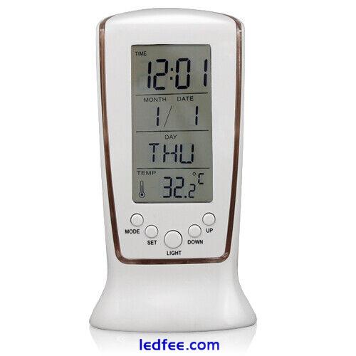 LCD Digital Alarm Clock Calendar Thermometer Blue Backlight Night Light Snooze 0 