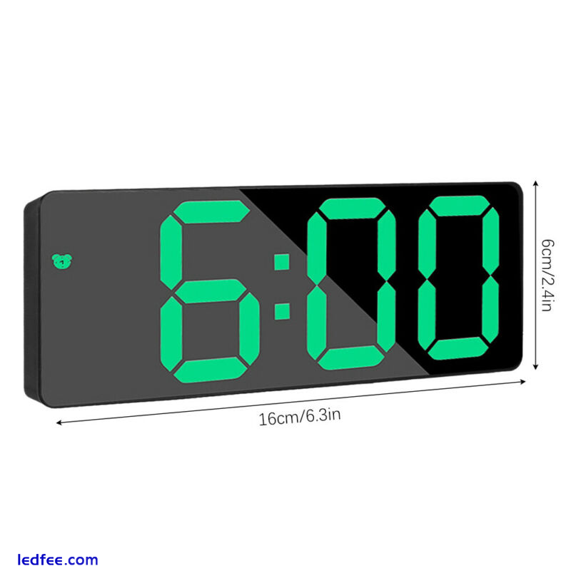Mirror LED Alarm Clock Night Light Thermometer Digital Clock USB Charging Black 0 