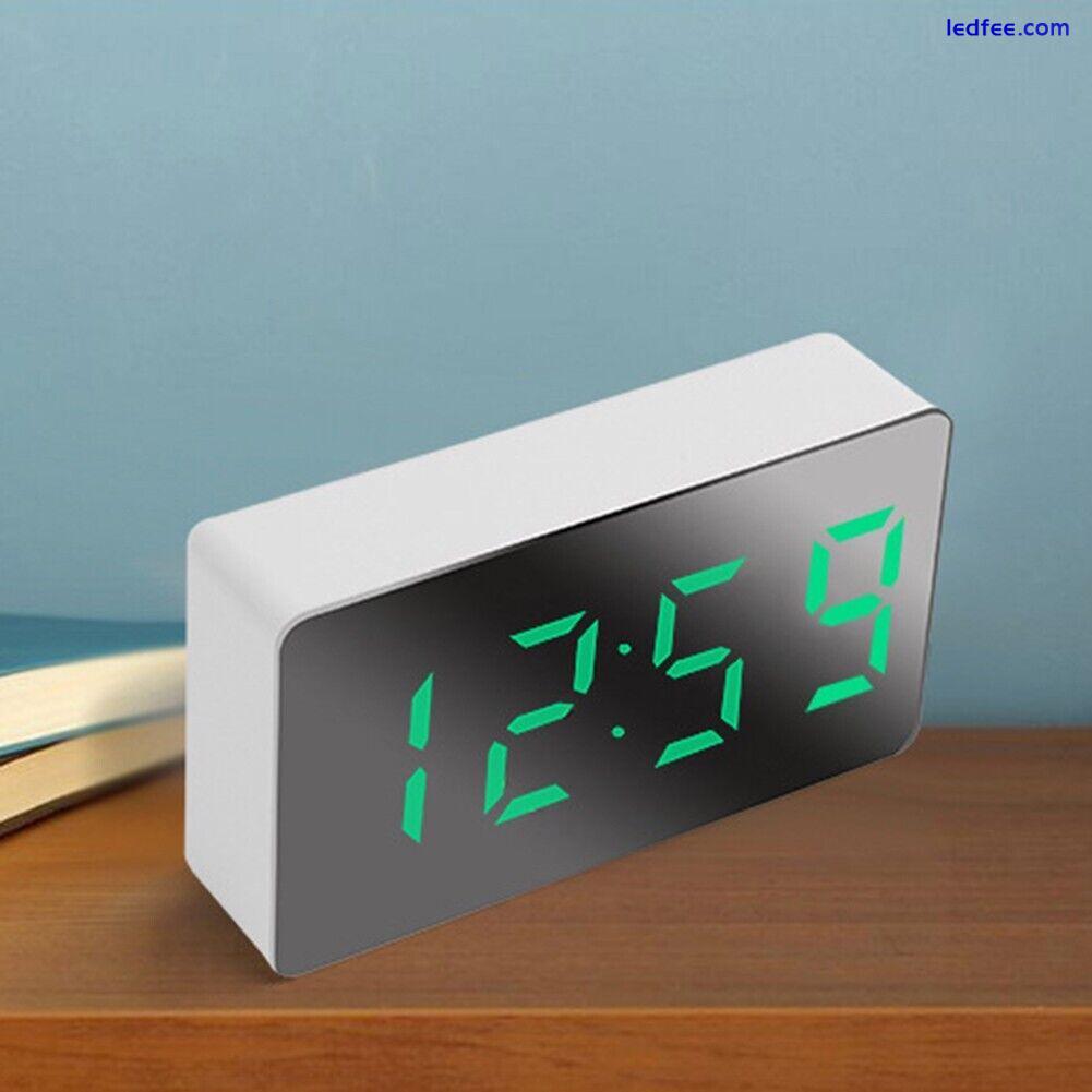 Travel Clock LED Mirror Alarm Clock with Temperature Display Rechargeable 3 