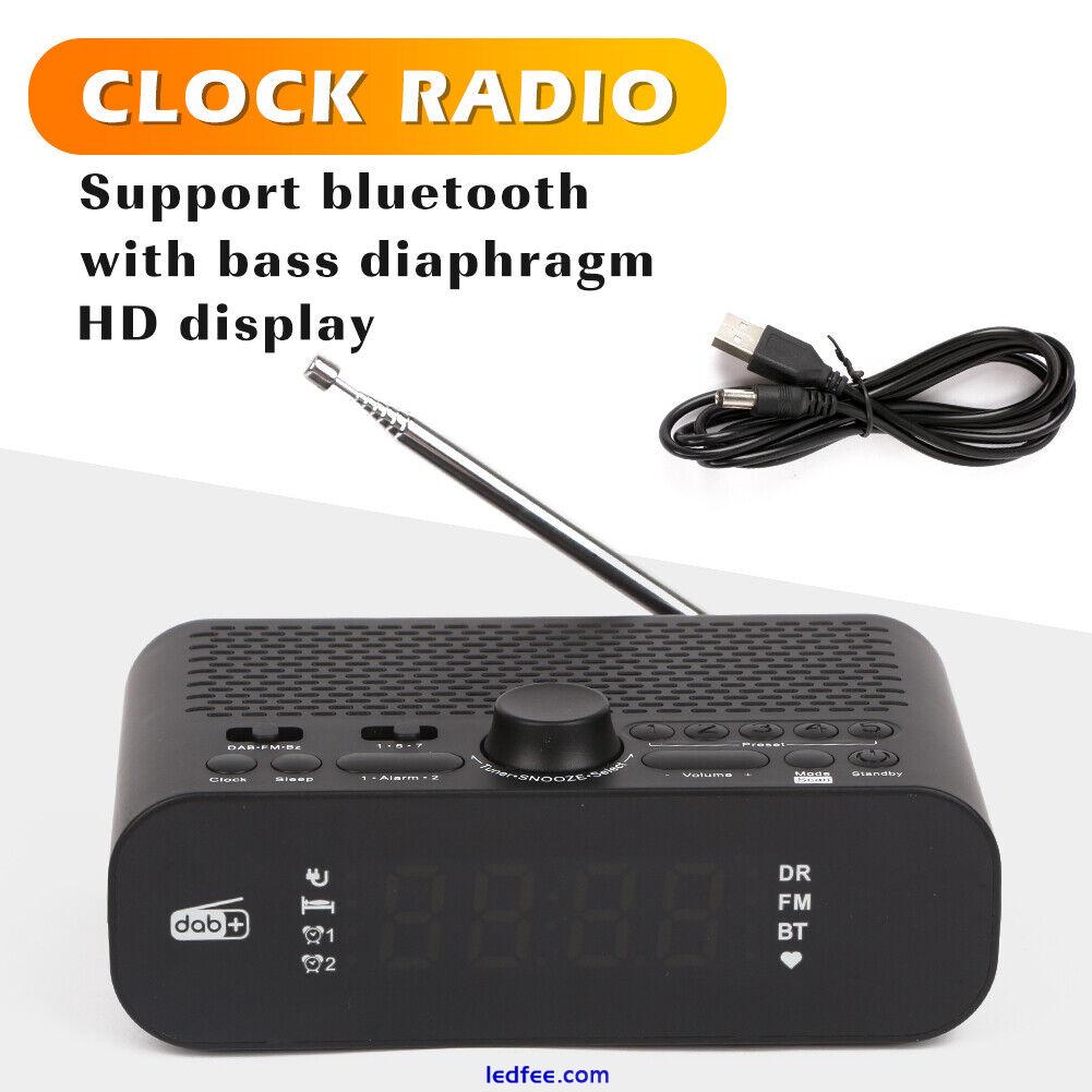 Bedside Alarm Clock Radio LED Digital Clock With Antenna Dual USB DAB FM Radio 5 