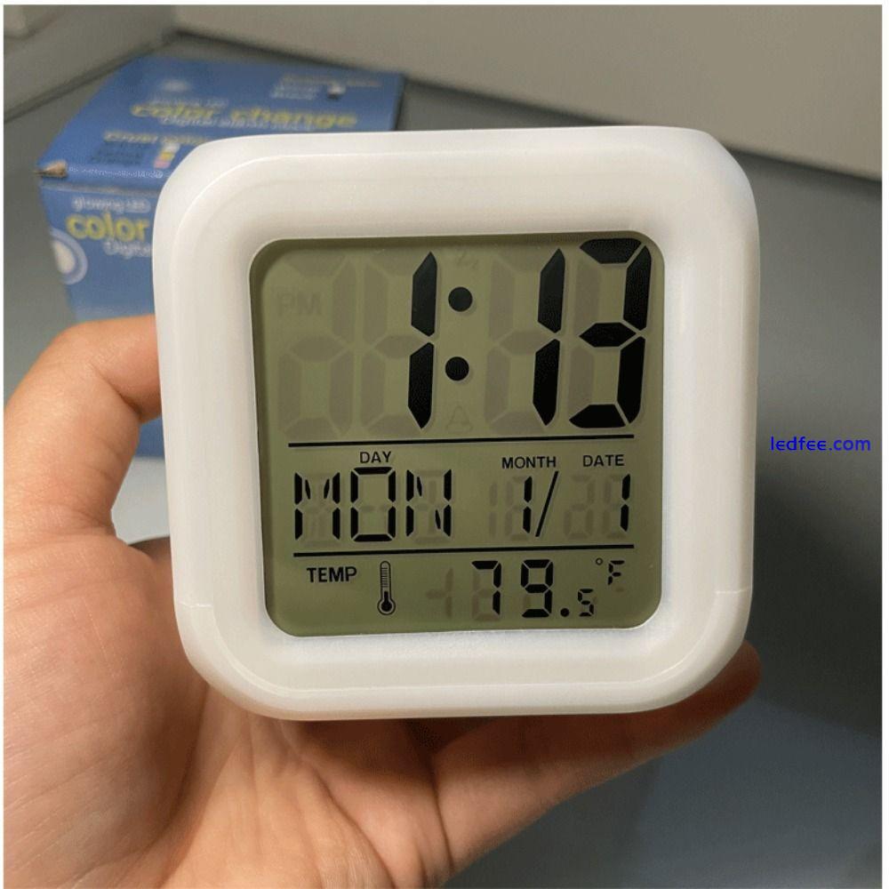 Cube Nightlight Alarm Clock 7 Colors LED Clock Digital Clock  Home Decor 4 
