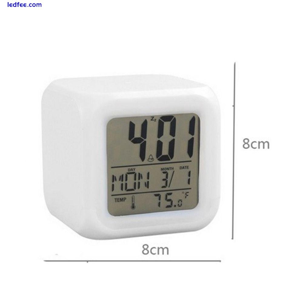 Cube Nightlight Alarm Clock 7 Colors LED Clock Digital Clock  Home Decor 0 